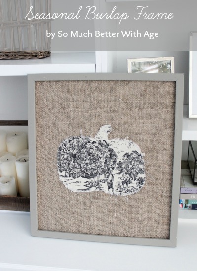 A framed burlap wall hanging